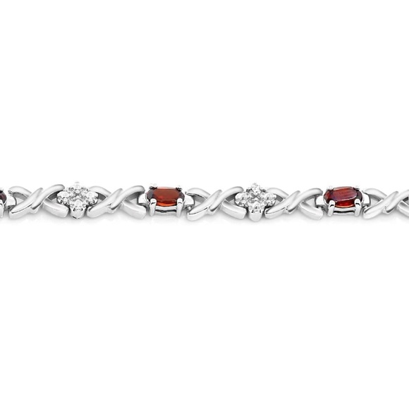 Silver and “Garnet” and CZ Tennis Bracelet - Picture 3 of 6